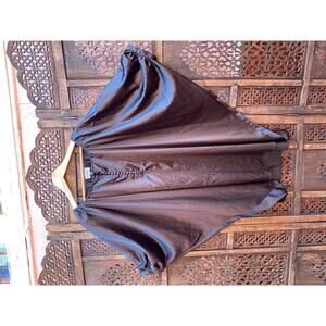 Rekiem Women's Brown Satin Tunic Blouse with Button Detail One Size